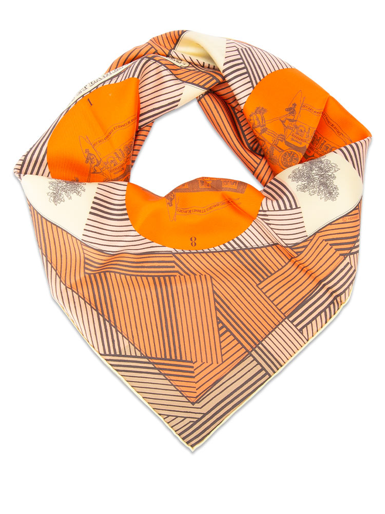 Silk Jeu Des Omnibus Remix 90 Scarf Orange Peche Jaune Pale