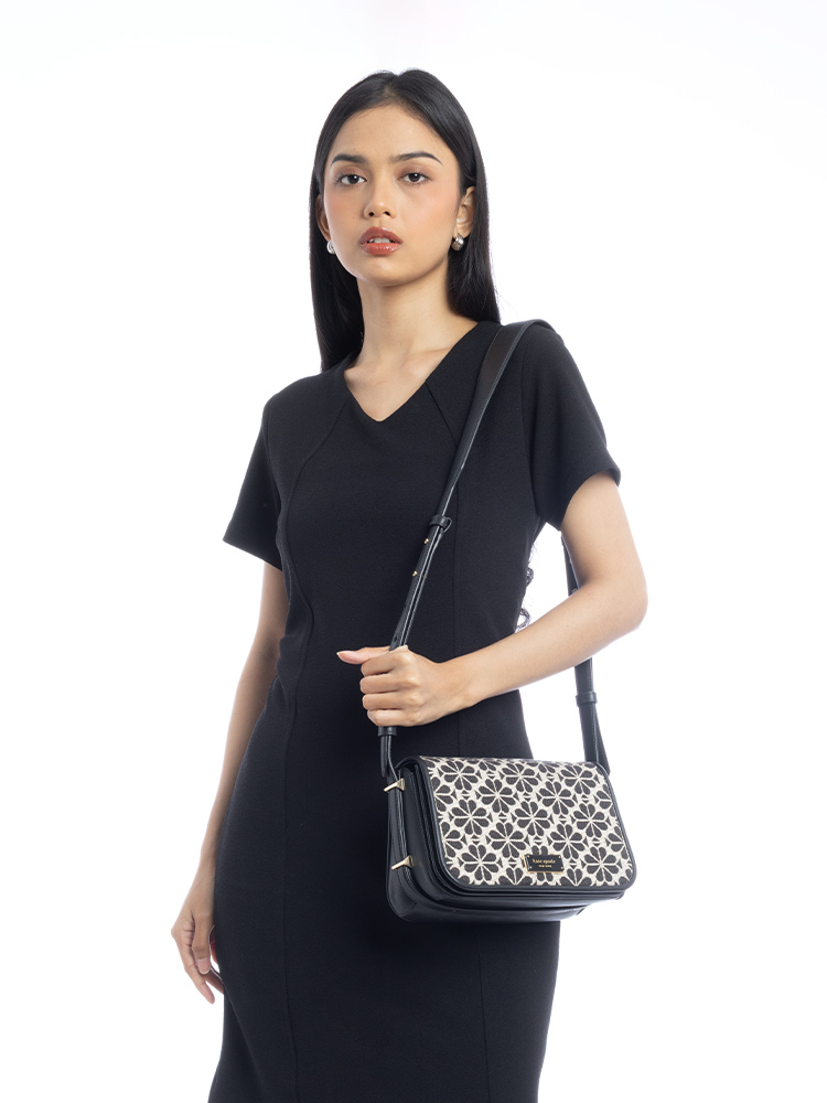 Flower Spade Jacquard Small Flap Crossbody Sand Multi