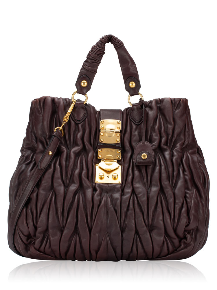 Nappa Matelasse Shopping Tote Prugna