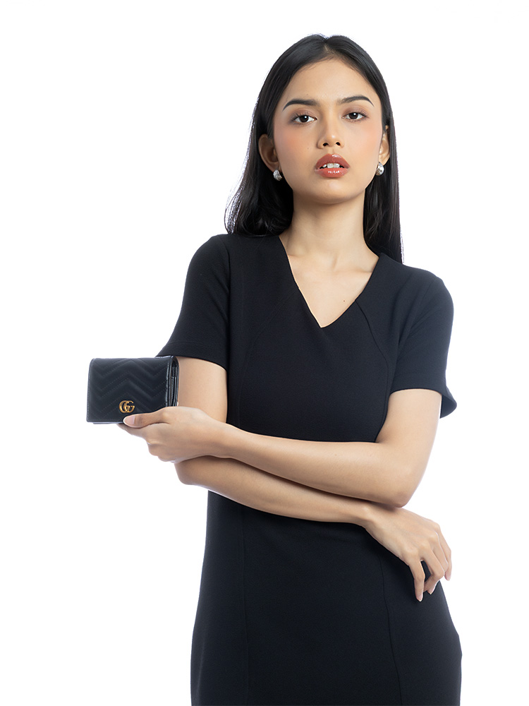 GG Marmont Matelasse Small Wallet Black