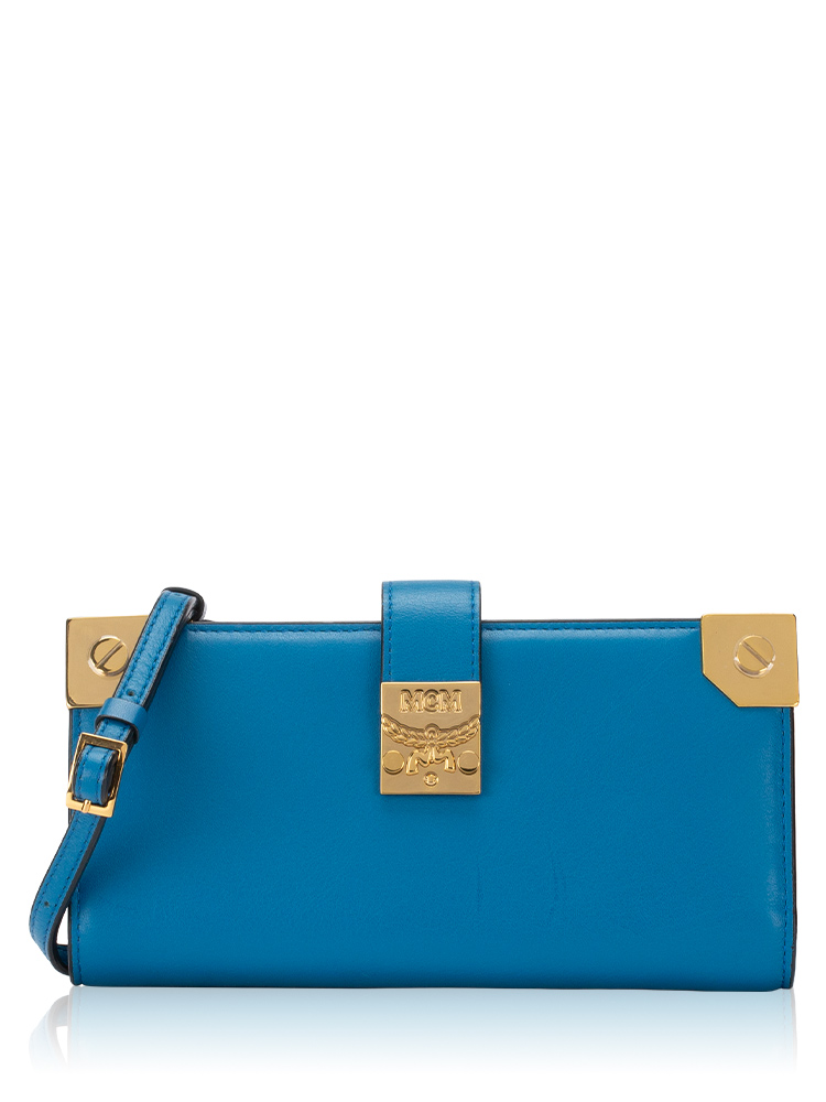 Calfskin Wallet Crossbody Blue