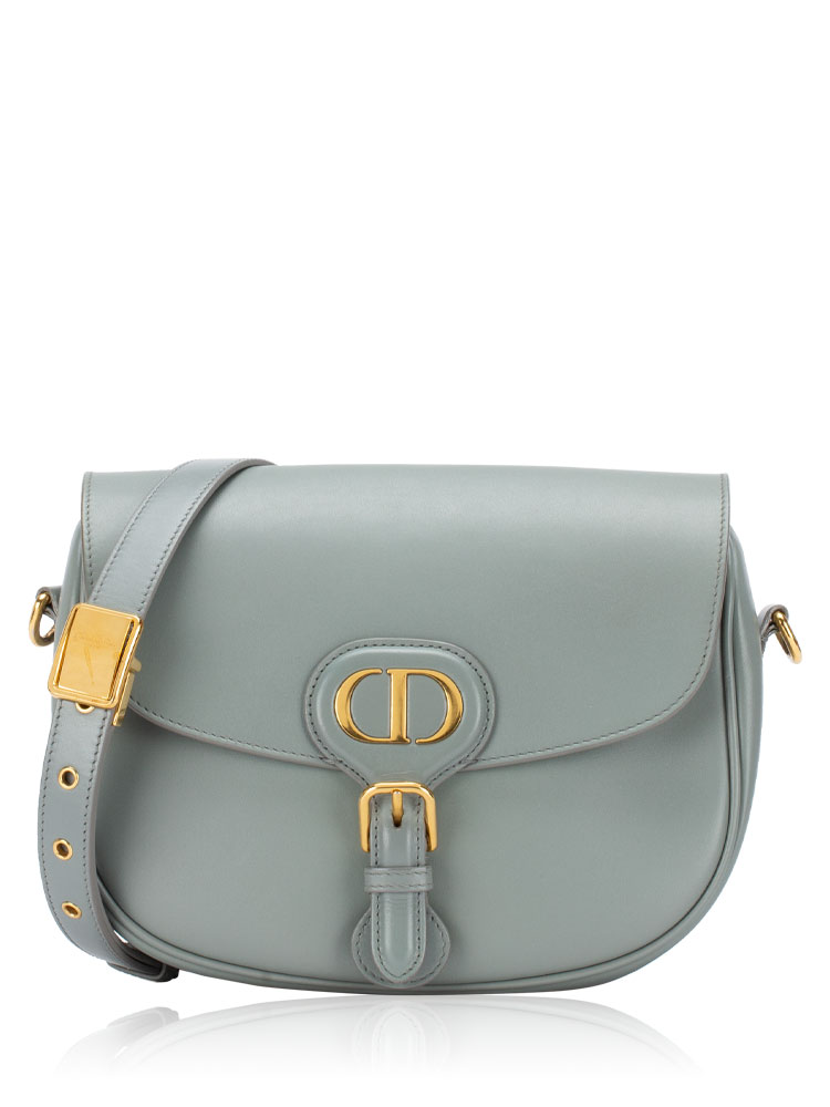Box Calfskin Bobby Medium Shoulder Bag Stone Gray