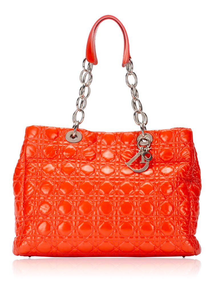 Patent Cannage Dior Soft Medium Tote Coral