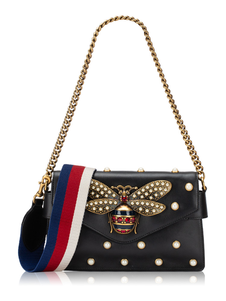 Nappa Pearl Queen Margaret Broadway Mini Shoulder Bag Black