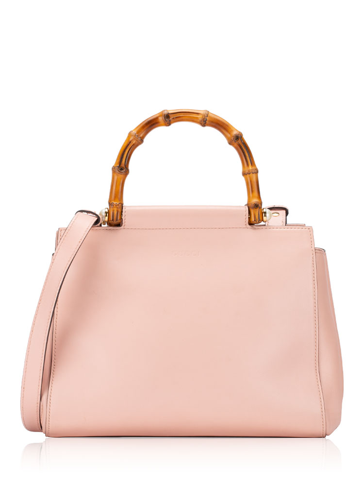Calfskin Bamboo Nymphaea Small Top Handle Bag Perfect Pink