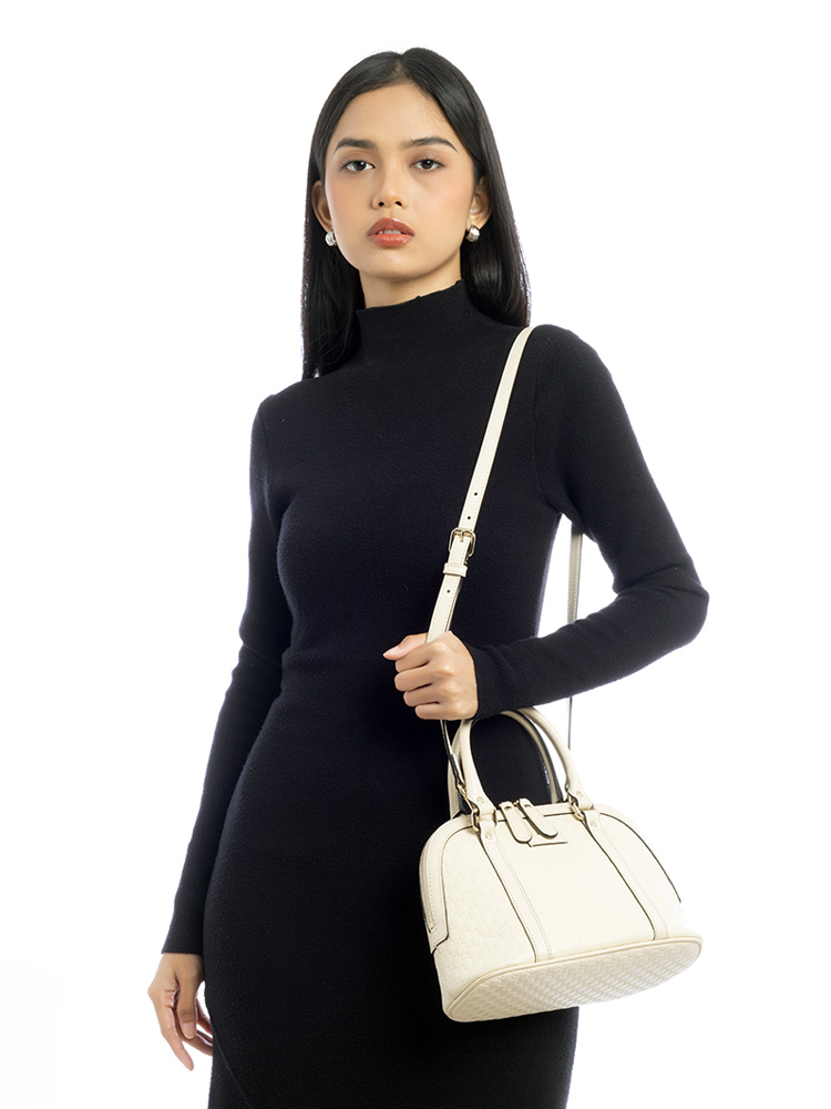 Soft Microguccissima Mini Dome Bag Off White