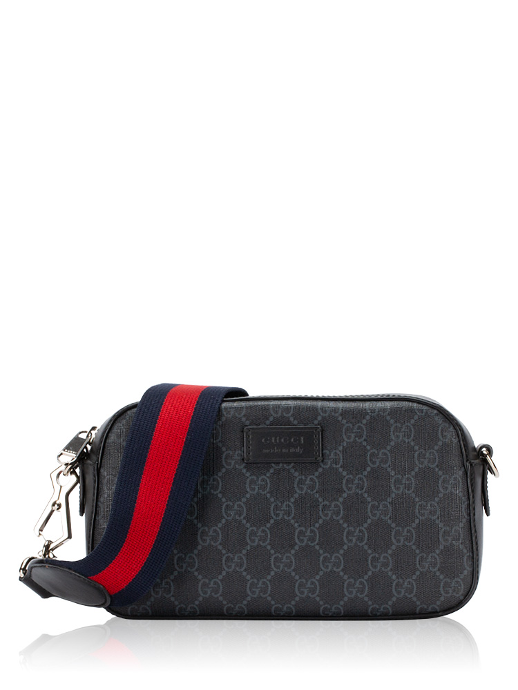 GG Supreme Web Small Camera Bag Black Grey