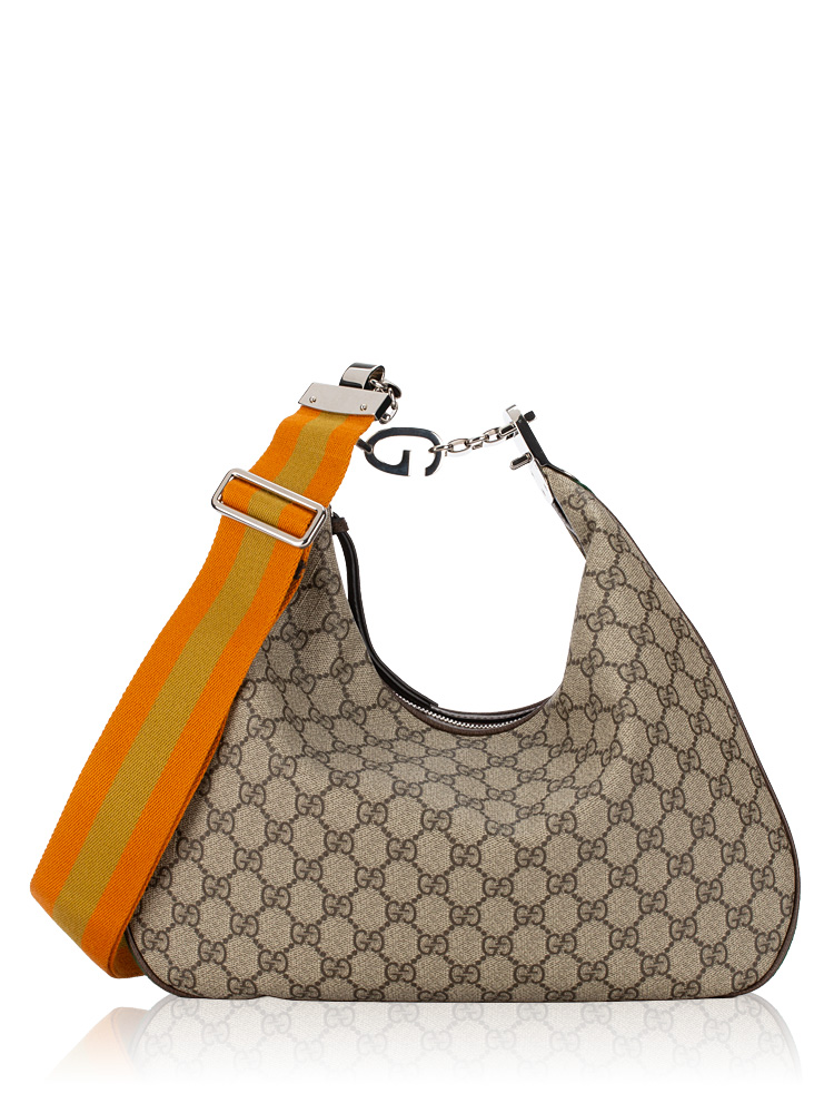 GG Supreme Web Attache Large Shoulder Bag Beige Ebony New Acero