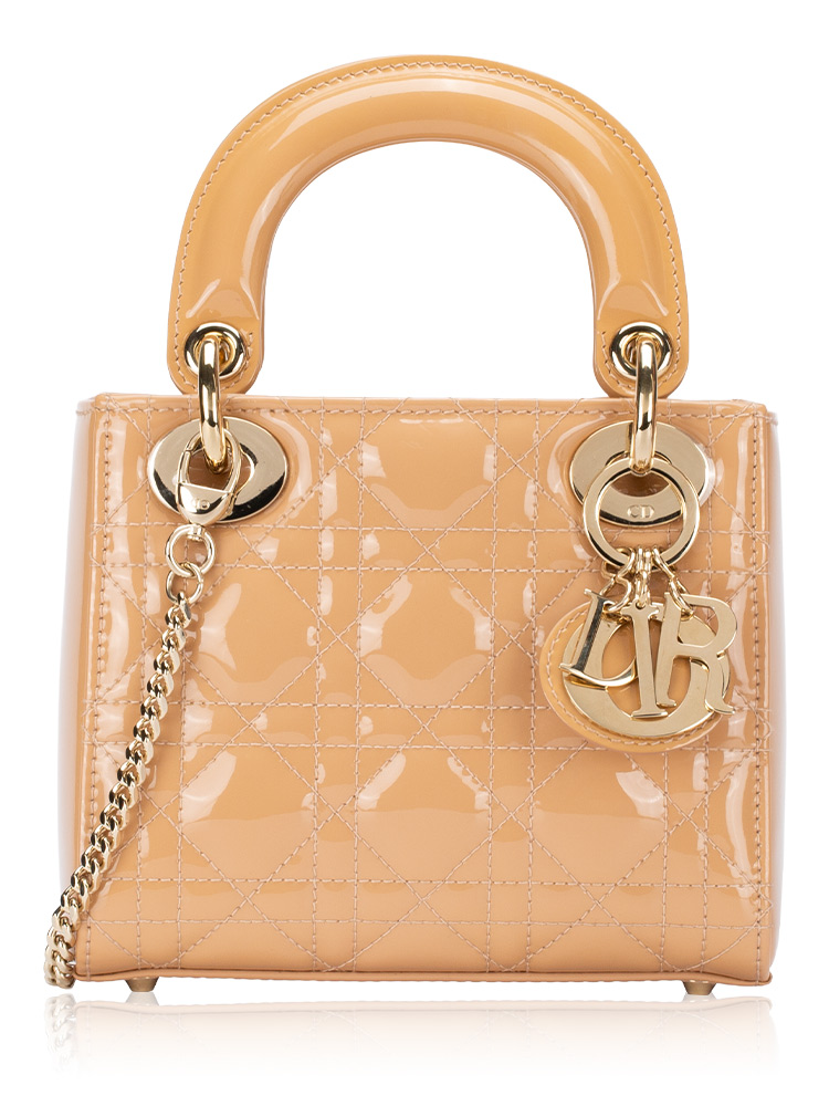 Patent Leather Cannage Mini Lady Dior Nude