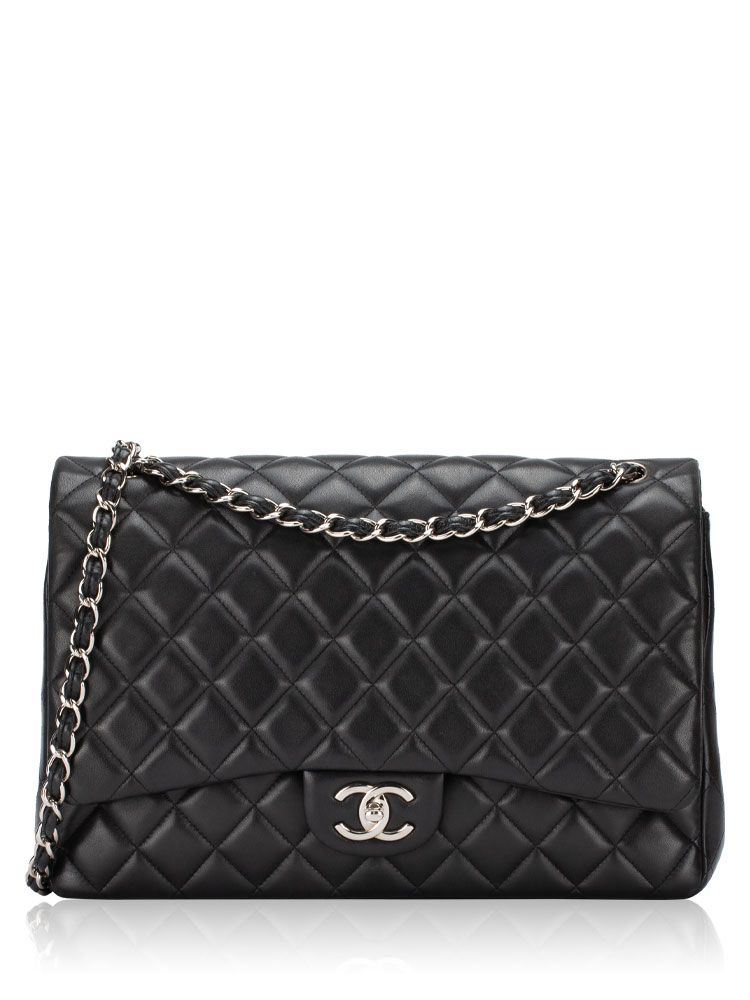Lambskin Classic Maxi Double Flap Bag Black