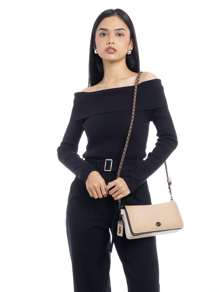 56263 Colorblock Dinky Mixed Leather Crossbody Beechwood Chalk