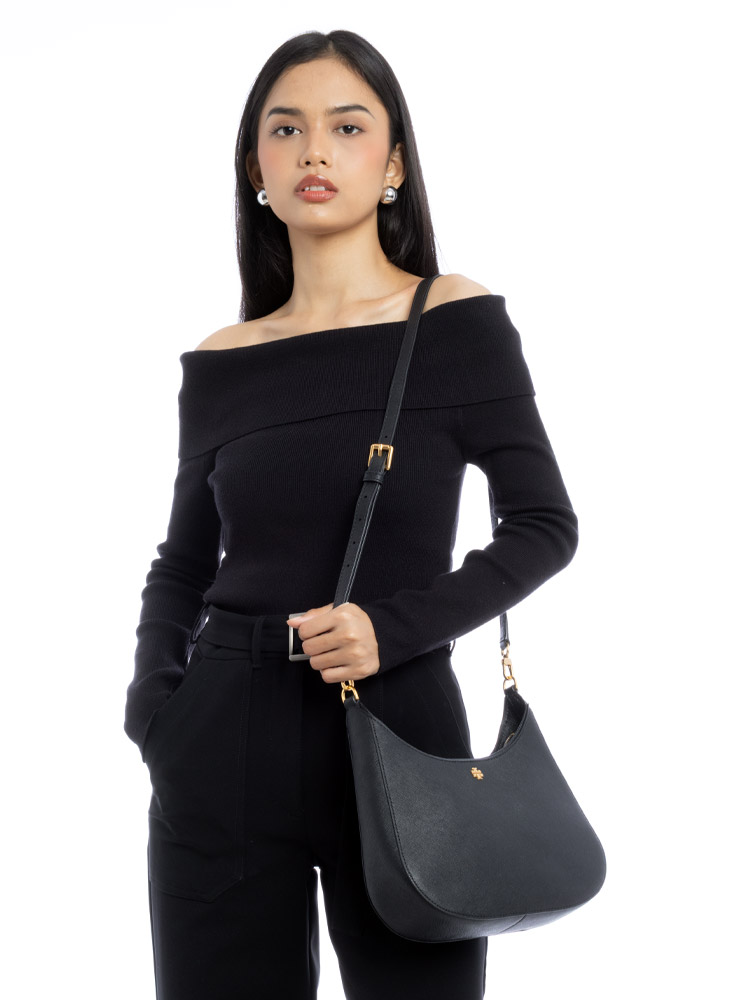 Emerson Crescent Shoulder Bag Black