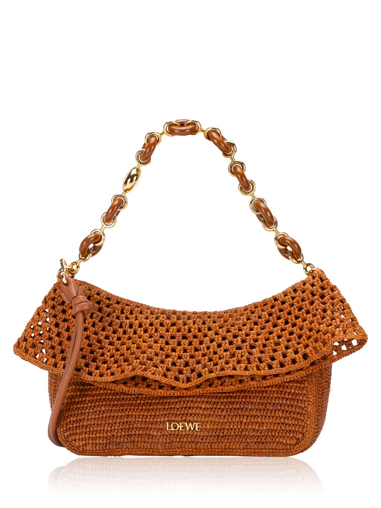 x Paula's Ibiza Raffia Ola Shoulder Bag with Donut Chain Honey