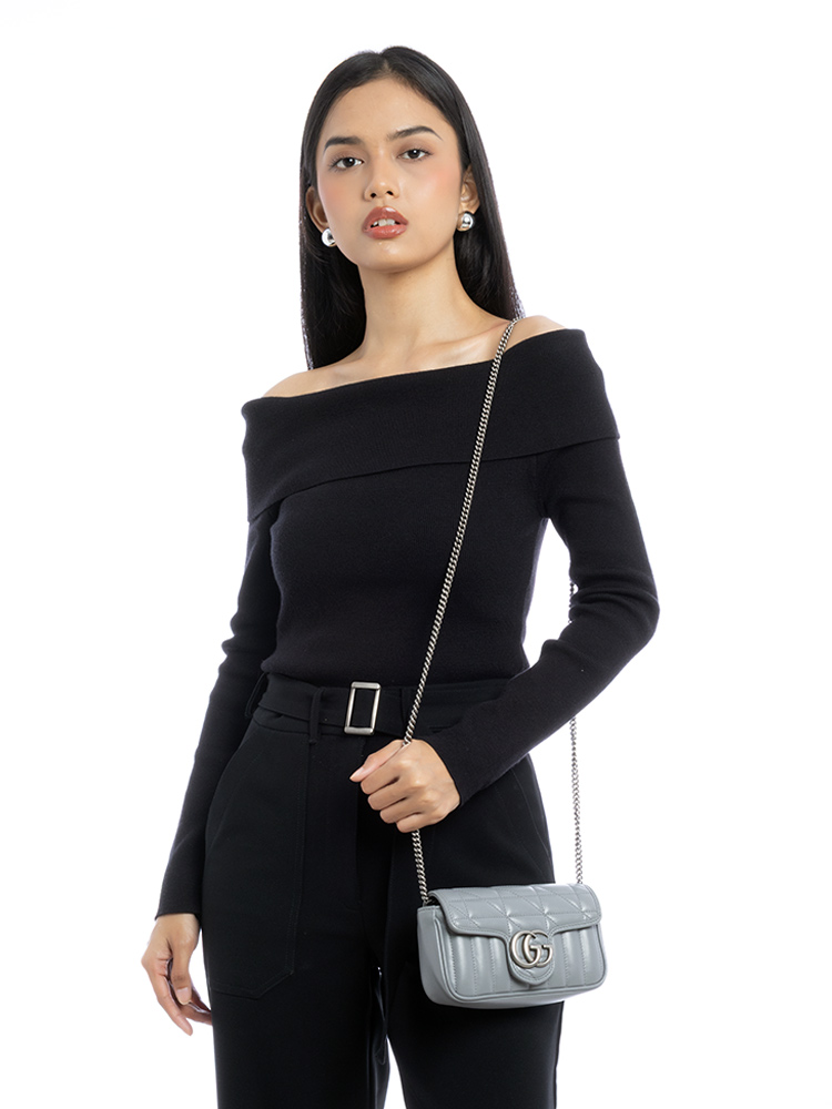 GG Marmont Matelasse Aria Super Mini Shoulder Bag Grey