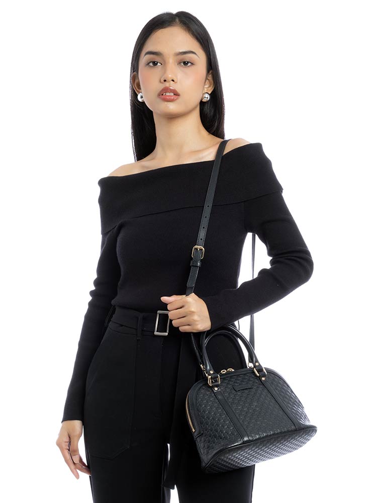 Microguccissima Mini Dome Satchel Black