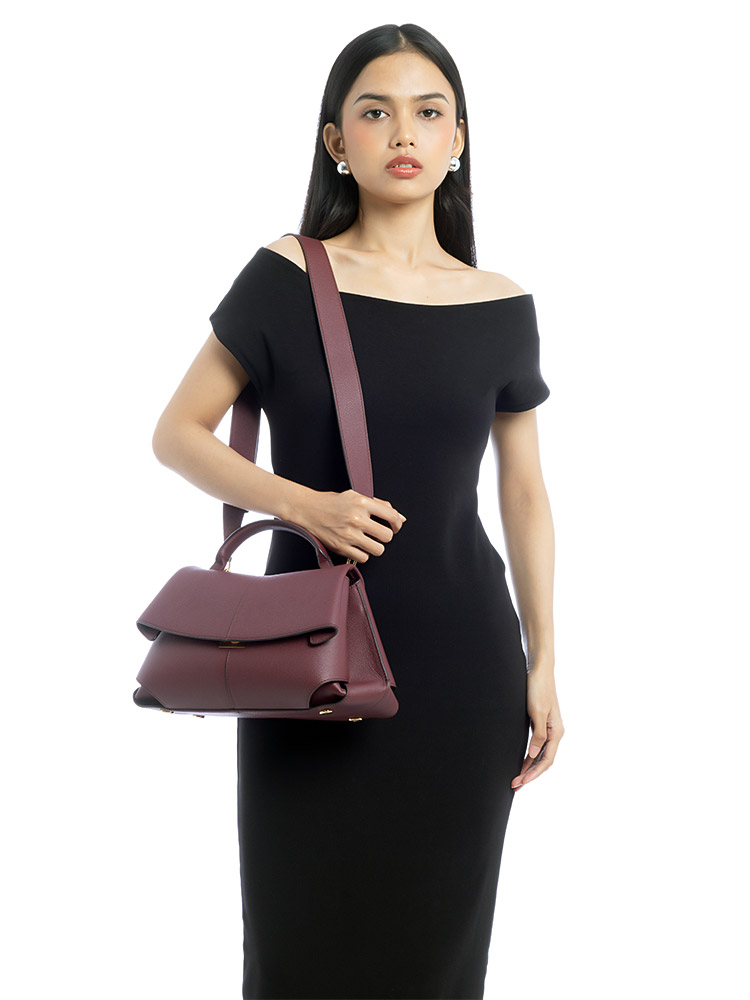 Textured Calfskin Mokki Black Cherry