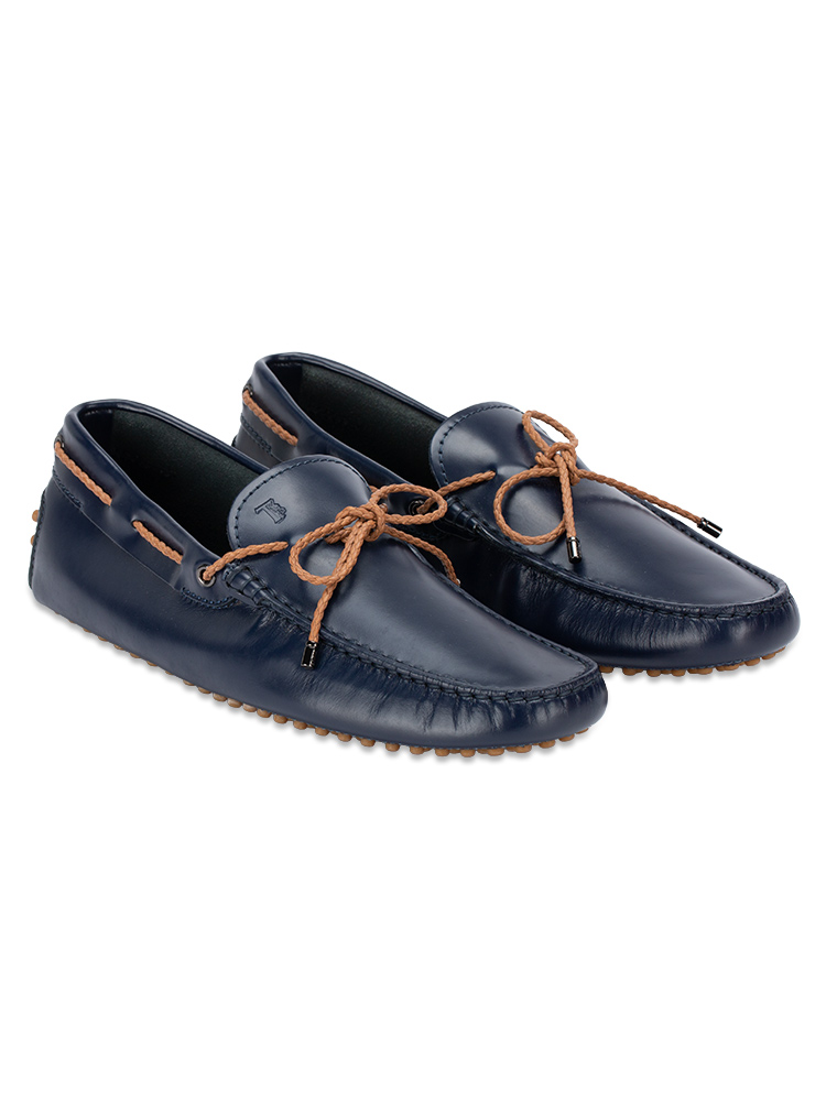 Men Calfskin Bow Loafers Blue Sz 7