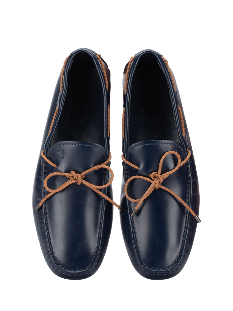 Men Calfskin Bow Loafers Blue Sz 7