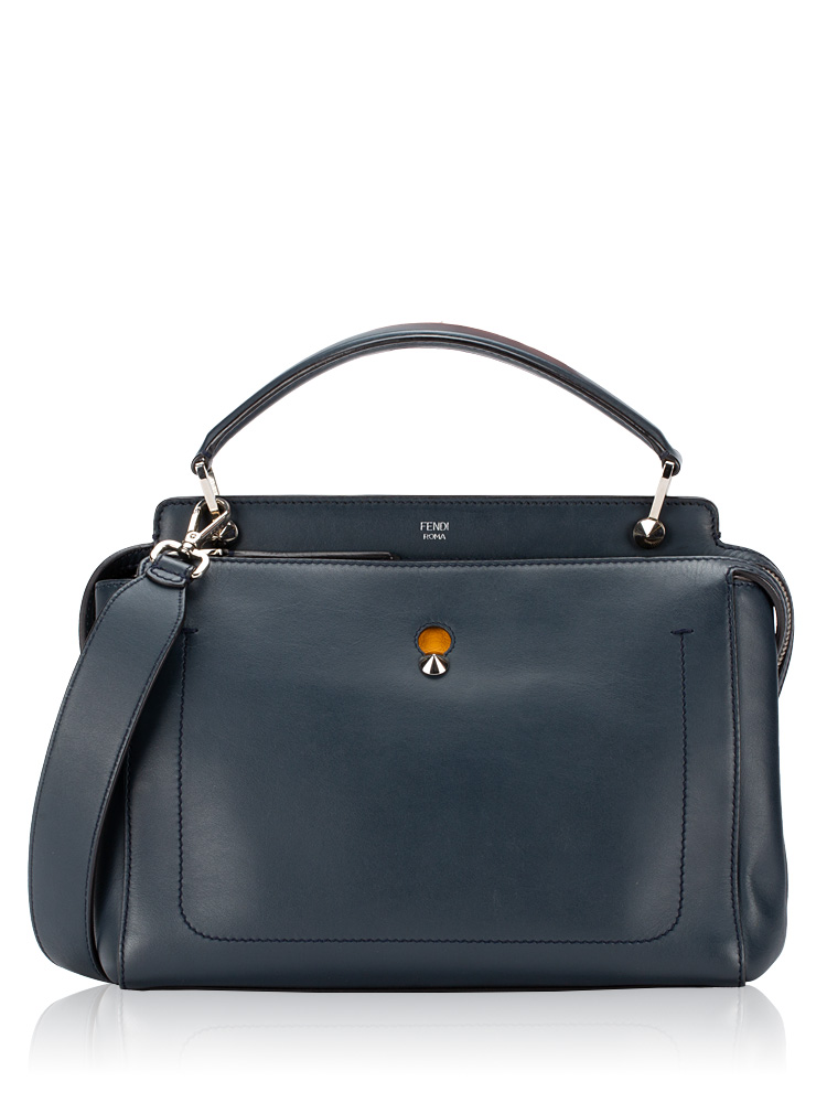 Vitello Dolce DotCom Satchel Navy Yellow
