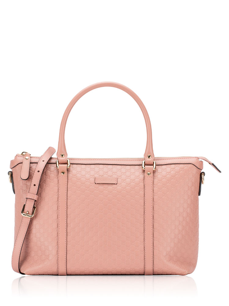 Soft Microguccissima Small Zip Satchel Soft Pink