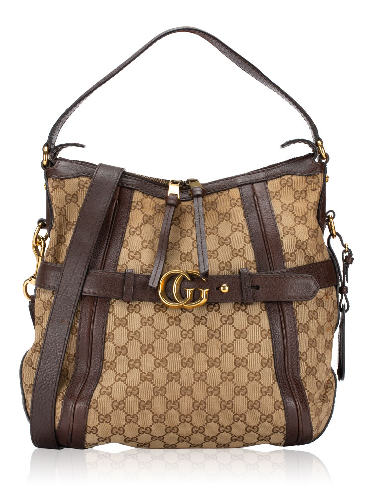 GG Running Canvas Hobo Beige Ebony