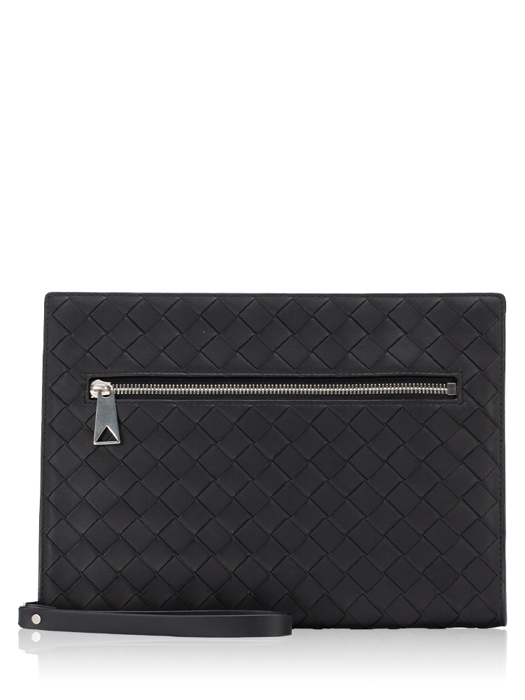 Calfskin Intrecciato Small Pochette Black