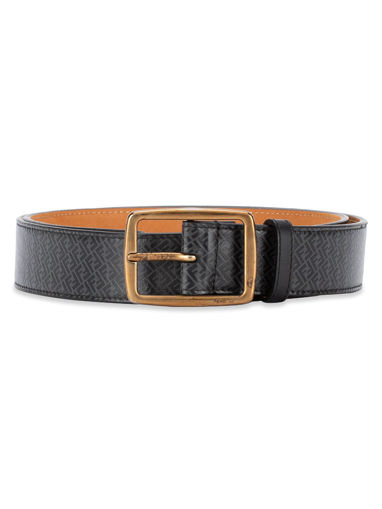 Calfskin FF Logo 34mm Belt Nero Sz 95