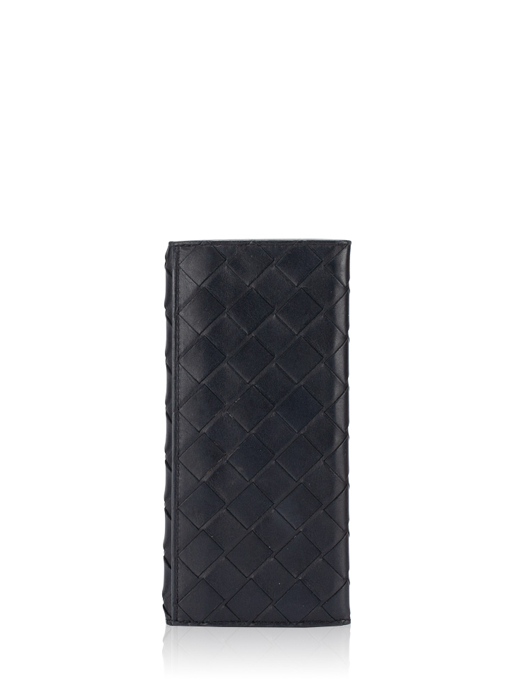 Nappa Maxi Intrecciato Long Bifold Wallet Black