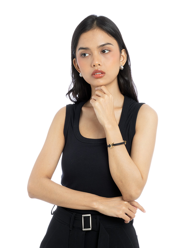 Calfskin LV Bloom Bracelet Black