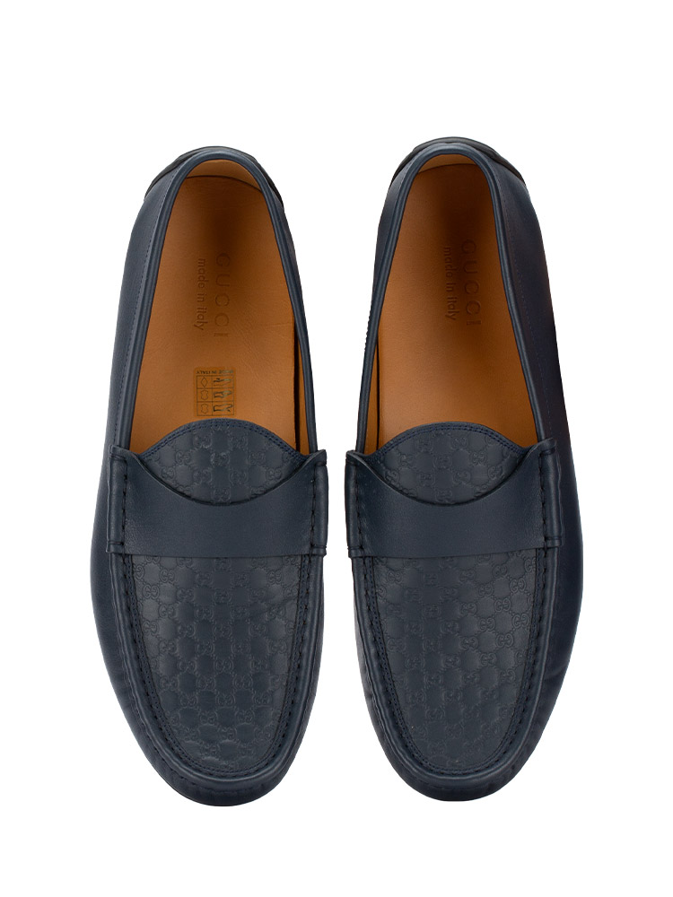 Mens Calfskin Microguccissima Loafers Navy Sz 11