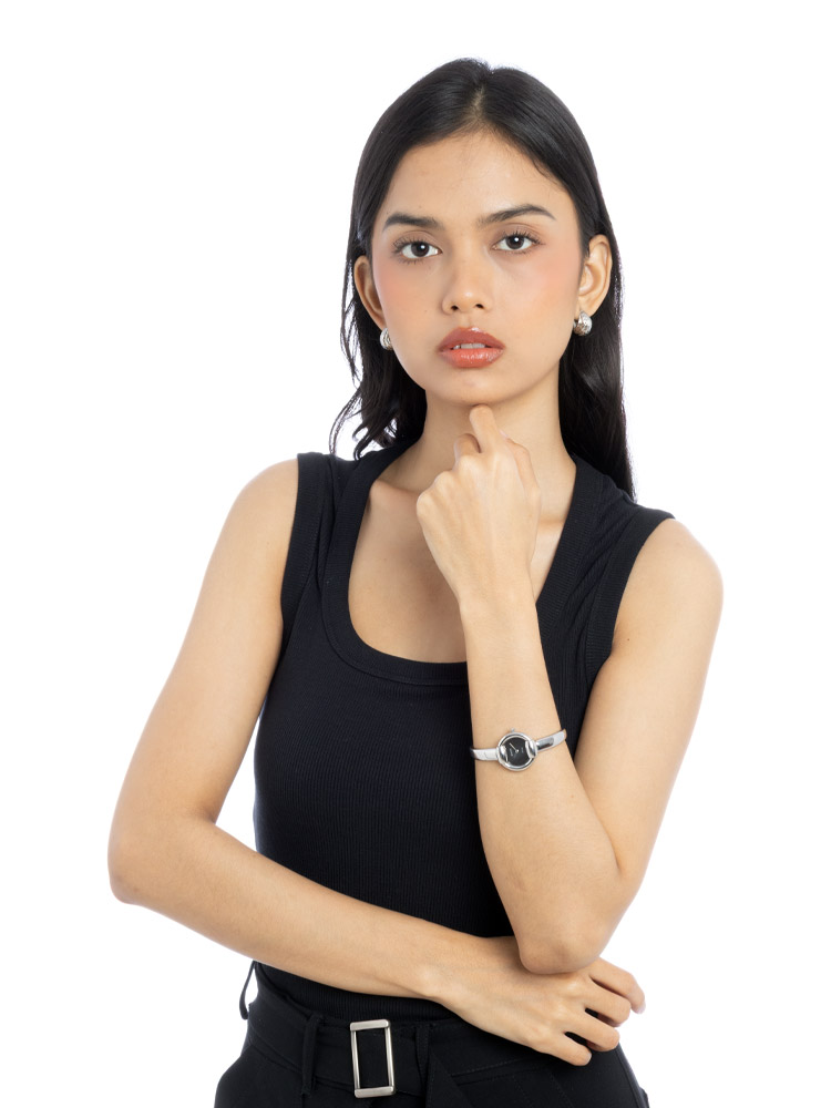 1400L Stainless 25mm Round Bangle Watch Black