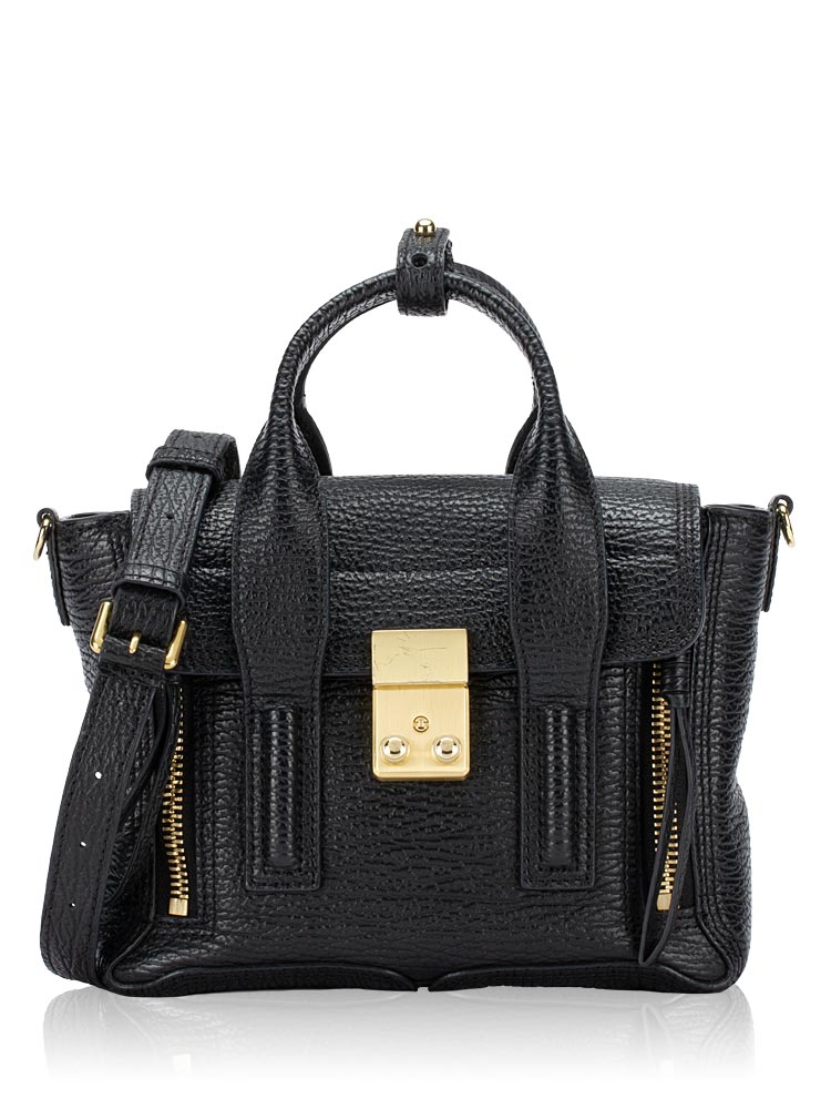 3.1 Textured Calfskin Mini Pashli Black
