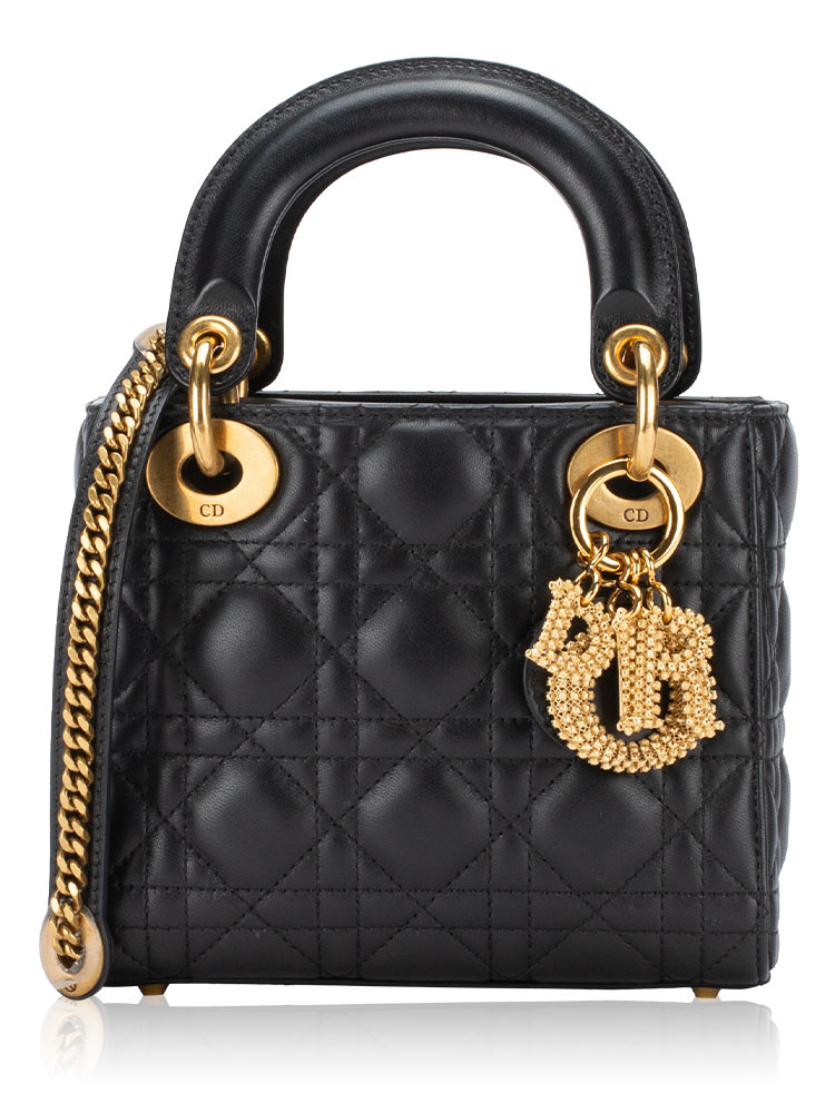 Lambskin Cannage Mini Lady Dior Black