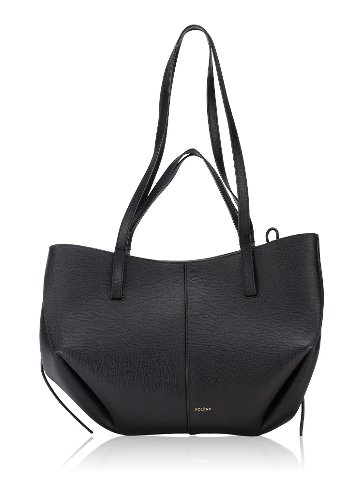 Textured Calfskin Cyme Mini Tote Noir