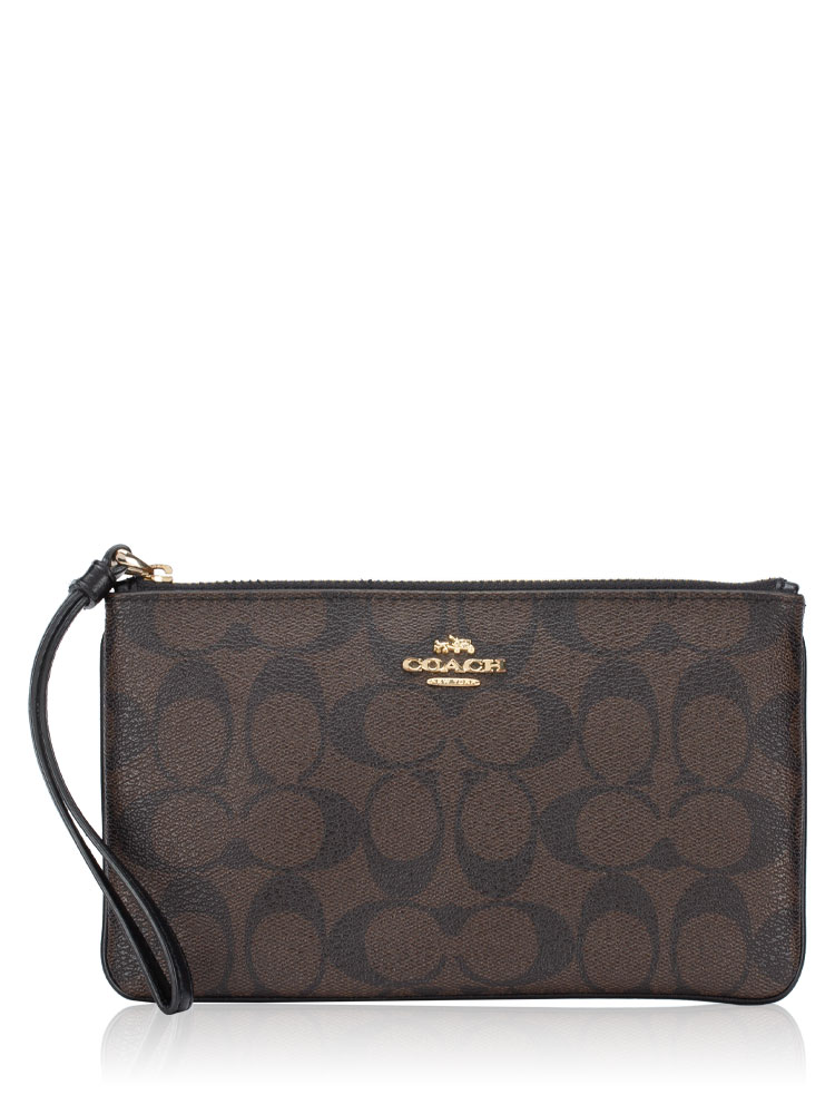 58695 Signature Large Wristlet Brown Black