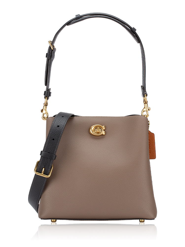 C3766 Colorblock Willow Bucket Bag Dark Stone