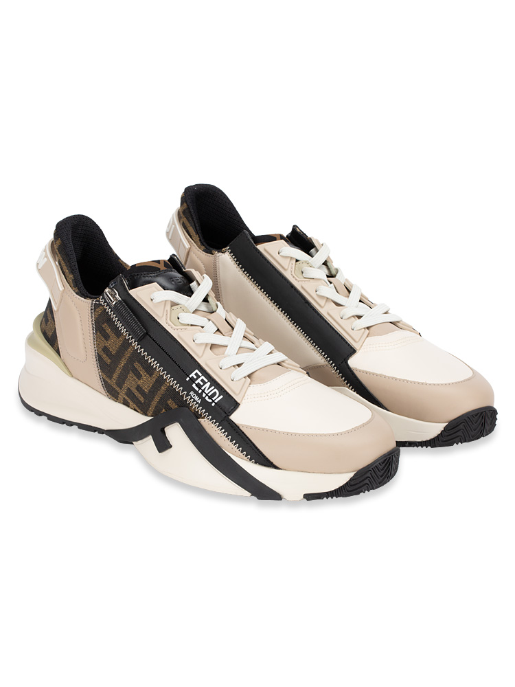 Men FF Fendi Flow Low Top Sneakers Neutrals Multicolor Sz 10