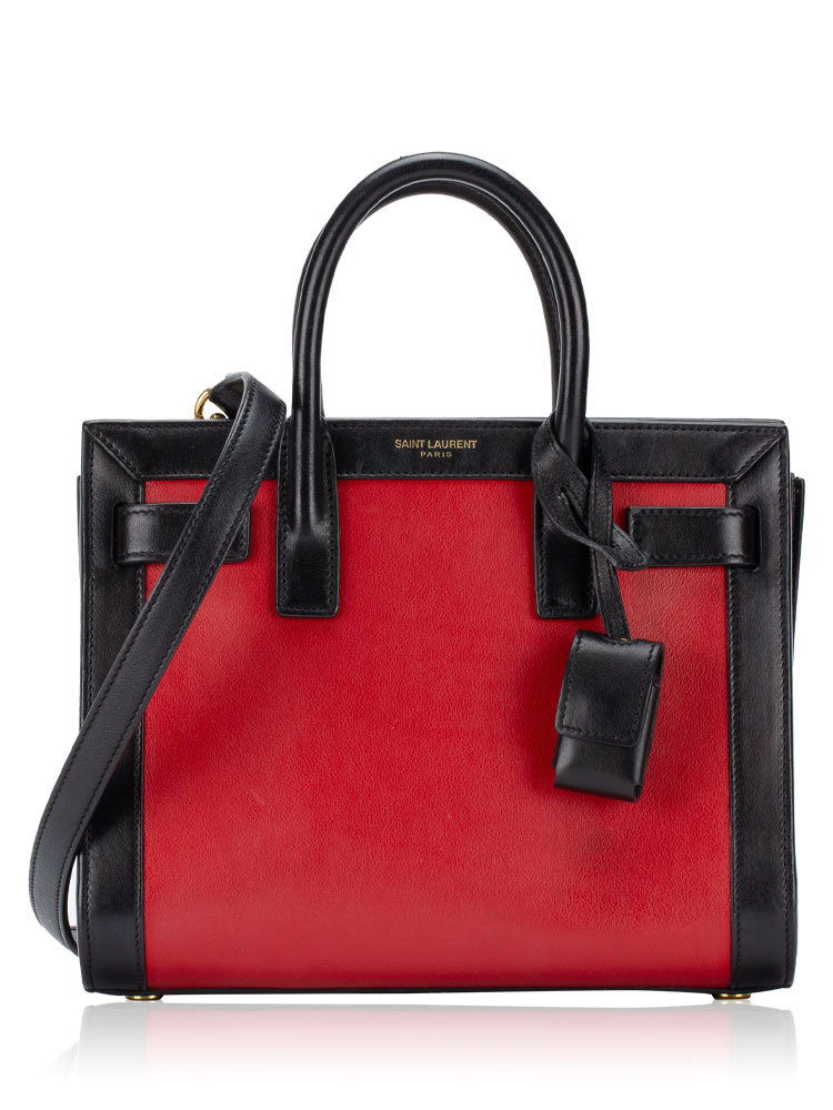 BiColor Calfskin Nano Sac De Jour Black Red