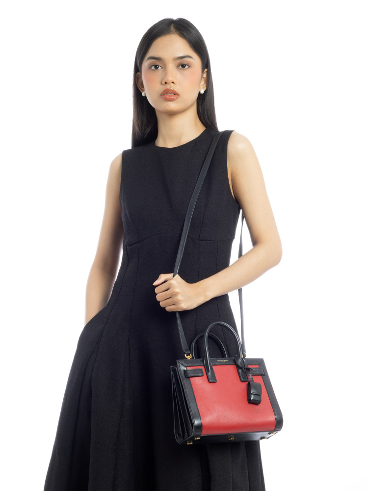 BiColor Calfskin Nano Sac De Jour Black Red