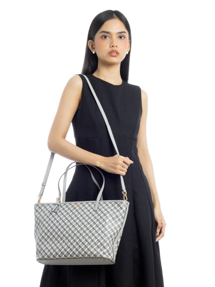 Geo Logo Mini Zip Tote Gray