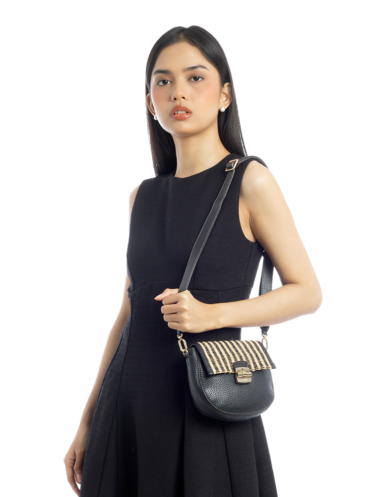 Club 2 Woven Flap Crossbody Black
