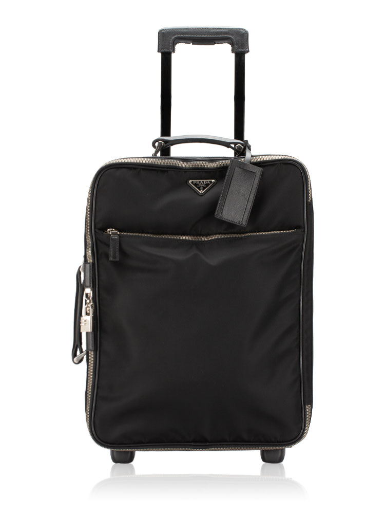 2VQ030 Tessuto Saffiano Rolling Luggage Nero