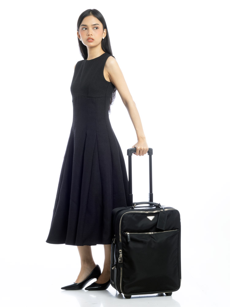 2VQ030 Tessuto Saffiano Rolling Luggage Nero