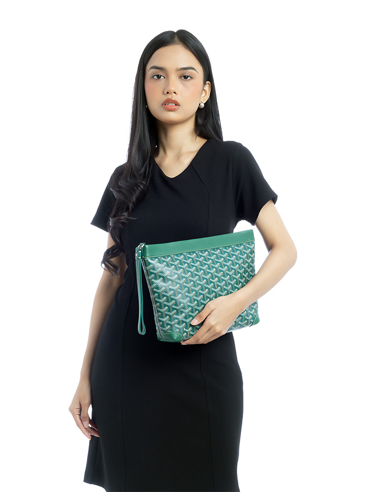 Goyardine Conti Pouch Green
