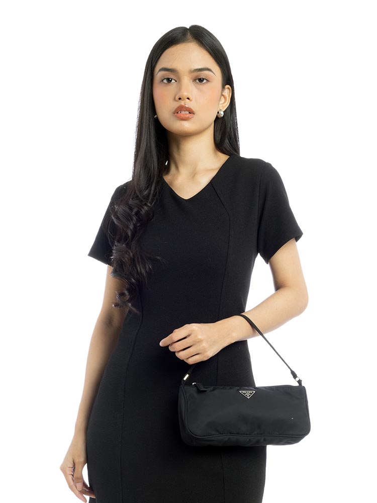 Vintage Tessuto Pochette Nero