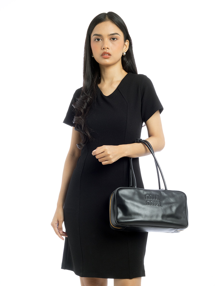 5BB172 Soft Calf Beau Top Handle Bag Nero