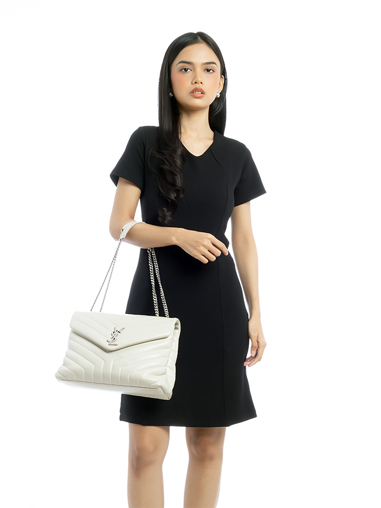 Calfskin Y Quilted Monogram Loulou Medium Shoulder Bag Blanc Vintage