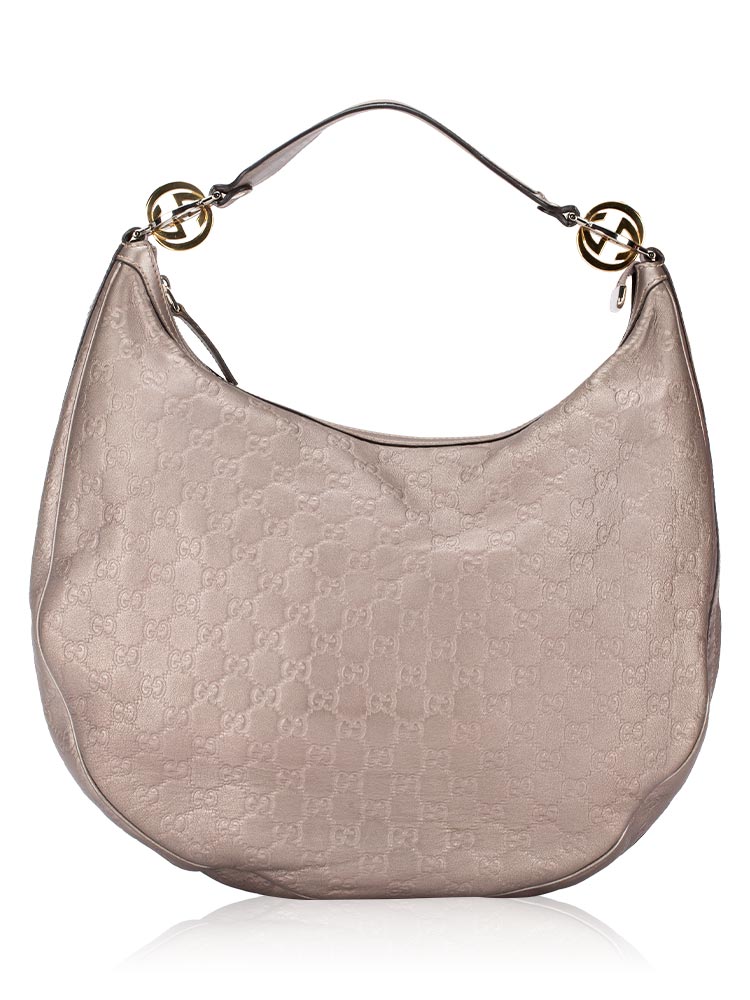 Metallic Guccissima GG Twins Large Hobo Mauve