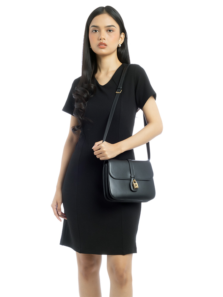 Smooth Calfskin Tabou Medium Shoulder Bag Black