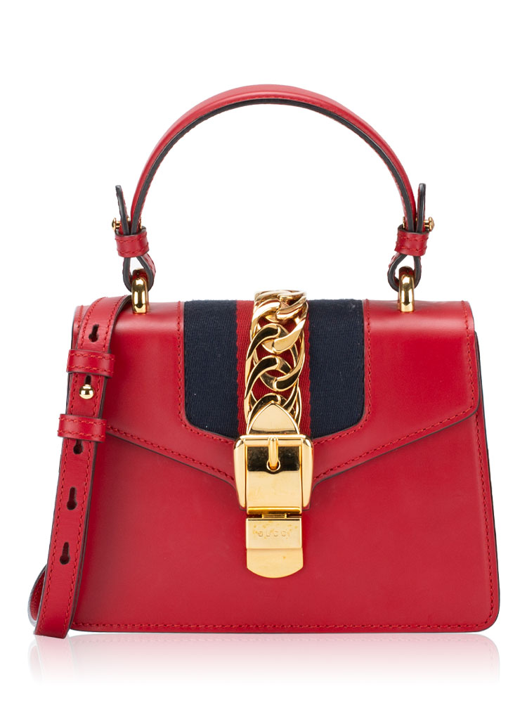 Calfskin Sylvie Mini Top Handle Bag Red